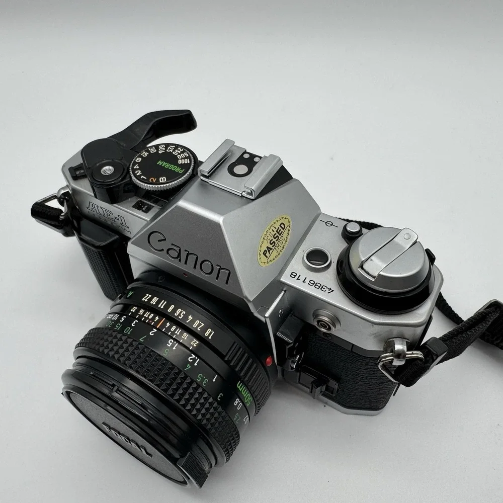 Canon AE-1 35mm SLR Film Camera W/ 50mm f/1.8 FD Film Tested & Working Great